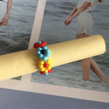 Beaded Flower Stretch Ring
